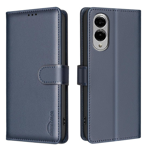 Samsung Galaxy S25 Edge 5G Litchi Texture RFID Anti-theft Leather Phone Case - Blue