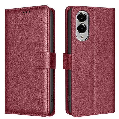 Samsung Galaxy S25 Edge 5G Litchi Texture RFID Anti-theft Leather Phone Case - Red