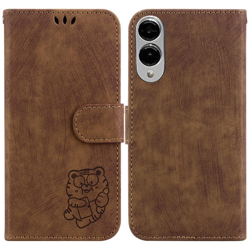Samsung Galaxy S25 Edge 5G Little Tiger Embossed Leather Phone Case - Brown Samsung Galaxy S25 Edge 5G Little Tiger Embossed Leather Phone Case - Brown