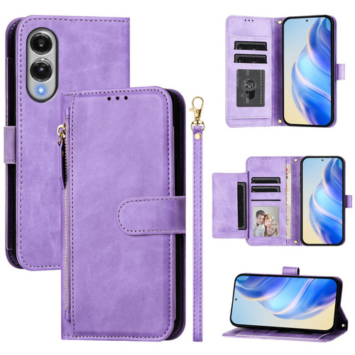 Samsung Galaxy S25 Edge 5G Multi-Card Slots Zipper Wallet Leather Phone Case - Purple Samsung Galaxy S25 Edge 5G Multi-Card Slots Zipper Wallet Leather Phone Case - Purple