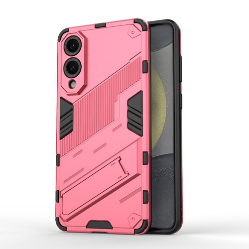 Samsung Galaxy S25 Edge 5G Punk Armor 2 in 1 PC + TPU Shockproof Phone Case with Invisible Holder - Light Red