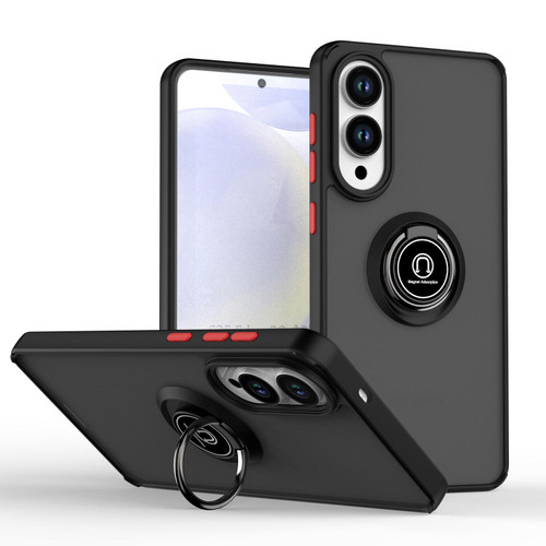 Samsung Galaxy S25 Edge 5G Q Shadow 1 Series TPU Hybrid PC Phone Case with Ring - Black+Red