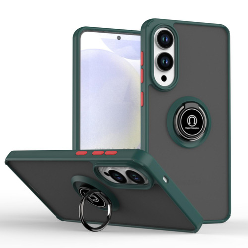 Samsung Galaxy S25 Edge 5G Q Shadow 1 Series TPU Hybrid PC Phone Case with Ring - Dark Green