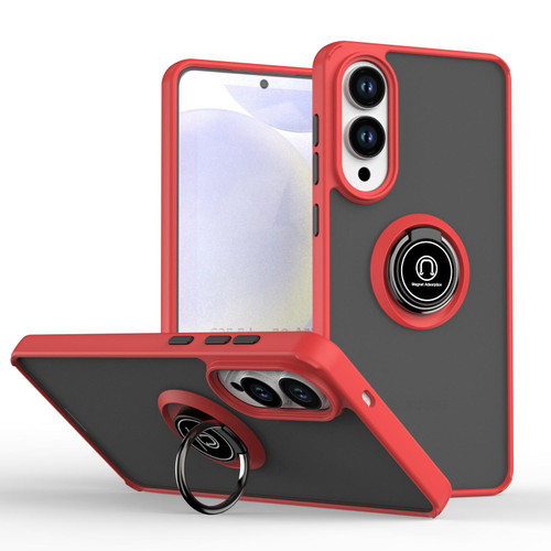 Samsung Galaxy S25 Edge 5G Q Shadow 1 Series TPU Hybrid PC Phone Case with Ring - Red