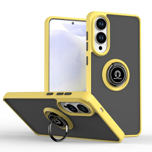 Samsung Galaxy S25 Edge 5G Q Shadow 1 Series TPU Hybrid PC Phone Case with Ring - Yellow