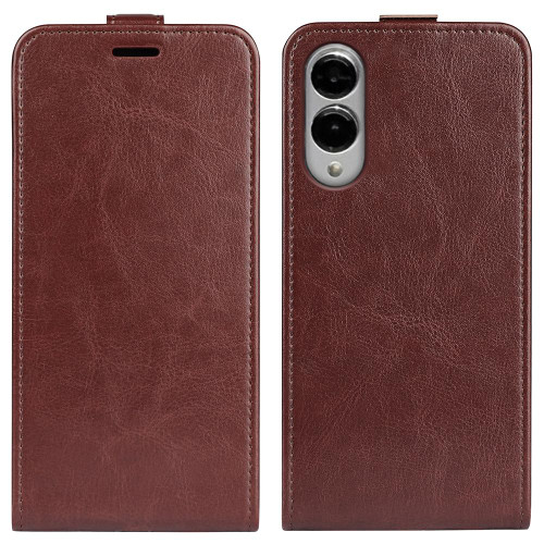 Samsung Galaxy S25 Edge 5G R64 Texture Single Vertical Flip Leather Phone Case - Brown