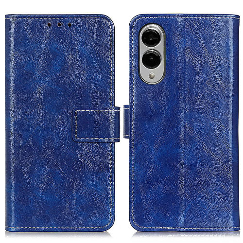 Samsung Galaxy S25 Edge 5G Retro Crazy Horse Texture Leather Phone Case - Blue