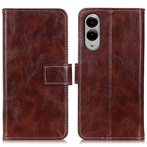 Samsung Galaxy S25 Edge 5G Retro Crazy Horse Texture Leather Phone Case - Brown