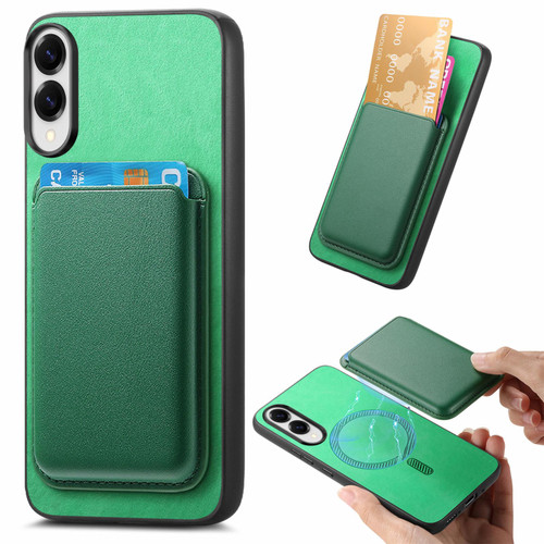 Samsung Galaxy S25 Edge 5G Retro Magsafe Card Bag PU Back Cover Phone Case - Green