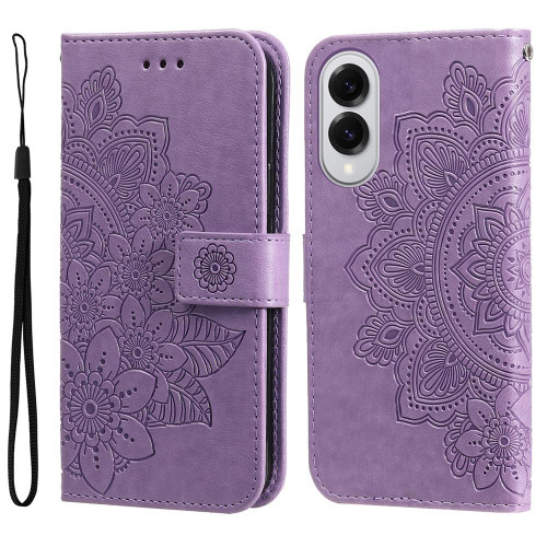 Samsung Galaxy S25 Edge 5G Seven-petal Flowers Embossing Leather Phone Case - Light Purple Samsung Galaxy S25 Edge 5G Seven-petal Flowers Embossing Leather Phone Case - Light Purple