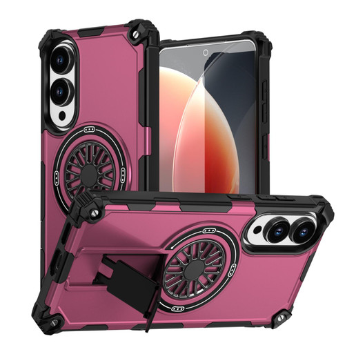 Samsung Galaxy S25 Edge 5G Shockproof Kickstand Metallic Shaft MagSafe Phone Case - Purple