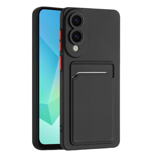 Samsung Galaxy S25 Edge 5G Skin Feel Card Contrast Color Button TPU Phone Case - Black