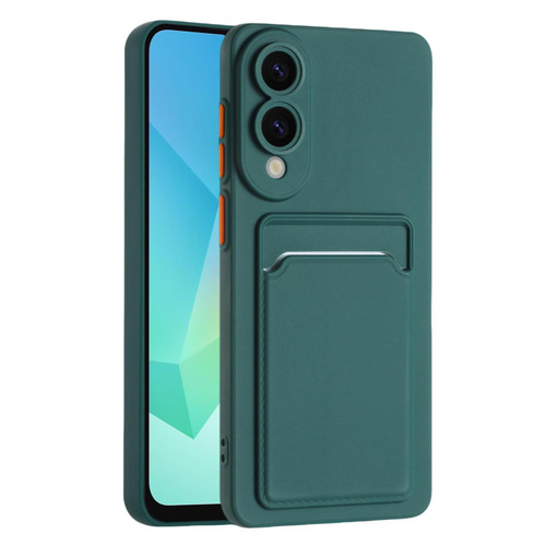 Samsung Galaxy S25 Edge 5G Skin Feel Card Contrast Color Button TPU Phone Case - Dark Green