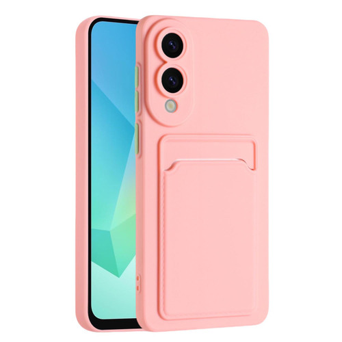 Samsung Galaxy S25 Edge 5G Skin Feel Card Contrast Color Button TPU Phone Case - Pink