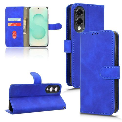 Samsung Galaxy S25 Edge 5G Skin Feel Magnetic Flip Leather Phone Case - Blue