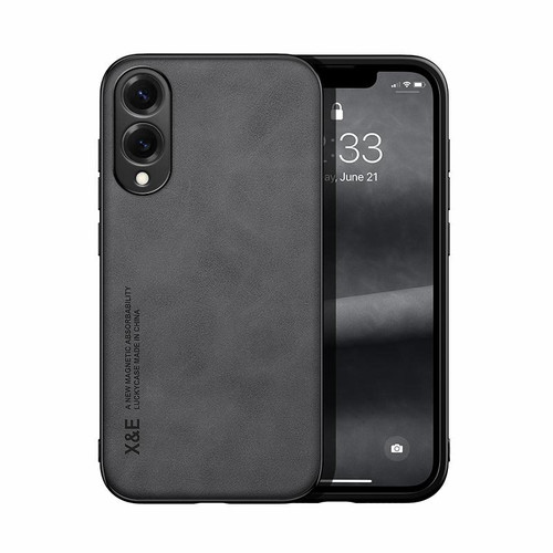 Samsung Galaxy S25 Edge 5G Skin Feel Magnetic Leather Back Phone Case - Dark Grey