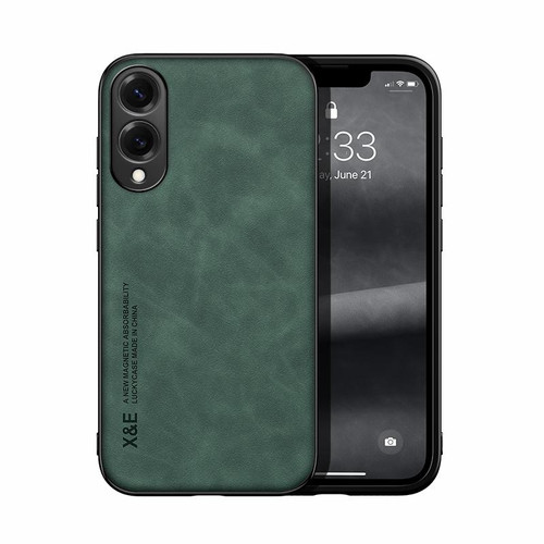 Samsung Galaxy S25 Edge 5G Skin Feel Magnetic Leather Back Phone Case - Green