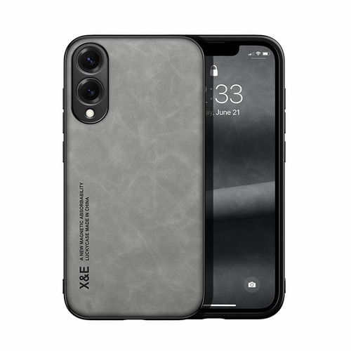 Samsung Galaxy S25 Edge 5G Skin Feel Magnetic Leather Back Phone Case - Light Grey