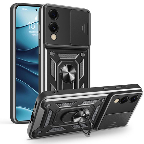 Samsung Galaxy S25 Edge 5G Sliding Camera Cover Design TPU+PC Phone Case - Black
