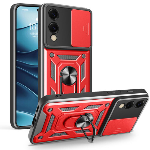 Samsung Galaxy S25 Edge 5G Sliding Camera Cover Design TPU+PC Phone Case - Red