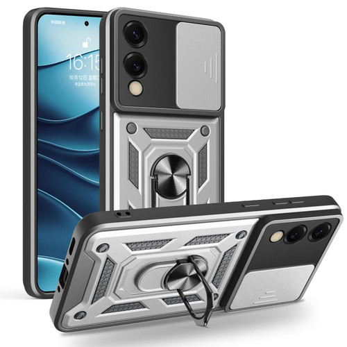 Samsung Galaxy S25 Edge 5G Sliding Camera Cover Design TPU+PC Phone Case - Silver