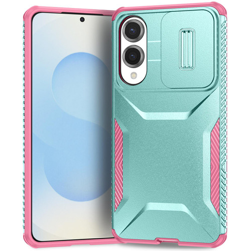 Samsung Galaxy S25 Edge 5G Sliding Camshield Phone Case - Pink + Grey Green