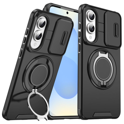 Samsung Galaxy S25 Edge 5G Sliding Camshield Ring Holder Phone Case - Black