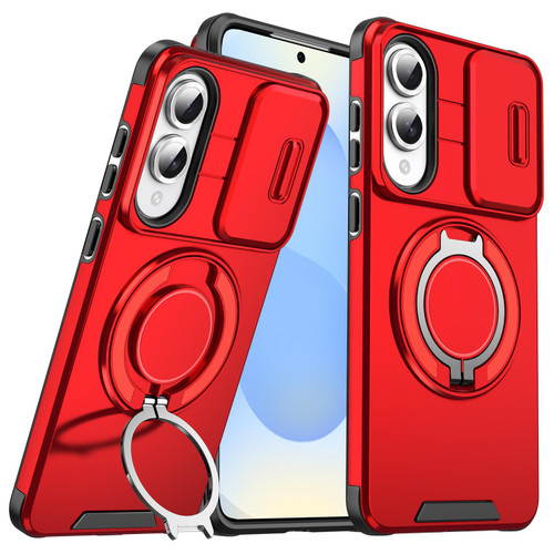 Samsung Galaxy S25 Edge 5G Sliding Camshield Ring Holder Phone Case - Red