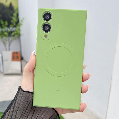 Samsung Galaxy S25 Edge 5G Solid Color Liquid Silicone MagSafe Magnetic Phone Case - Matcha Green