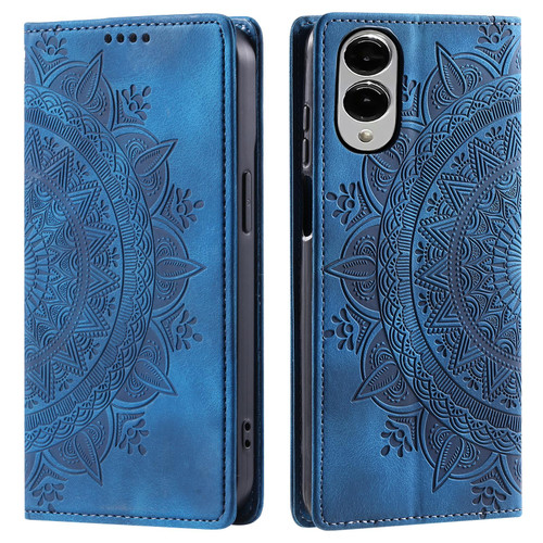 Samsung Galaxy S25 Edge 5G Totem Embossed Magnetic Leather Phone Case - Blue