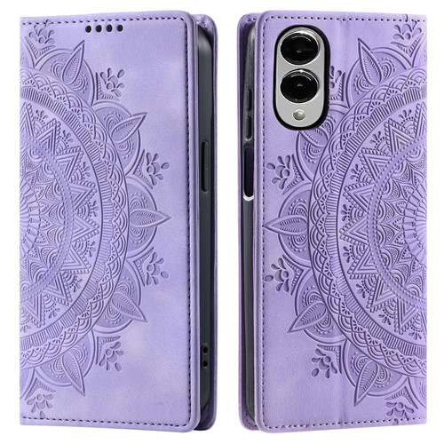 Samsung Galaxy S25 Edge 5G Totem Embossed Magnetic Leather Phone Case - Purple