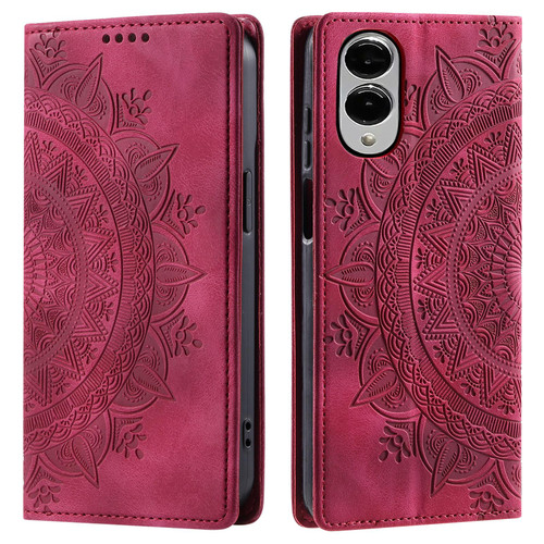 Samsung Galaxy S25 Edge 5G Totem Embossed Magnetic Leather Phone Case - Red