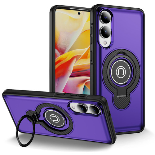 Samsung Galaxy S25 Edge 5G TPU Hybrid PC Magnetic Holder Phone Case - Dark Purple