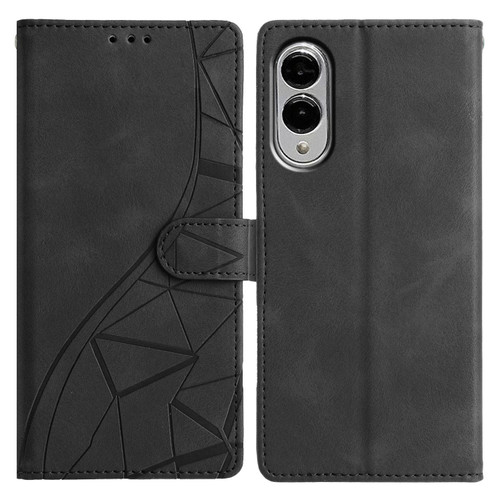 Samsung Galaxy S25 Edge 5G Triangles Embossed Leather Phone Case - Black