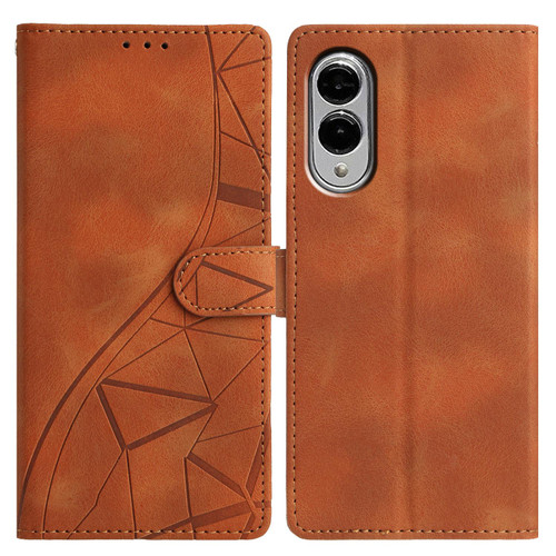Samsung Galaxy S25 Edge 5G Triangles Embossed Leather Phone Case - Brown
