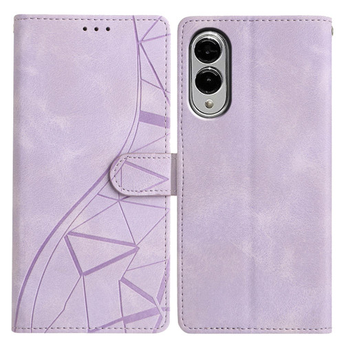 Samsung Galaxy S25 Edge 5G Triangles Embossed Leather Phone Case - Purple