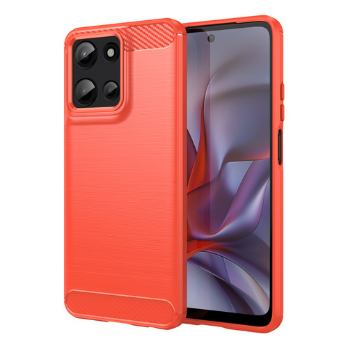 Moto G 2025 Carbon Fiber Brushed Texture TPU Phone Case - Red