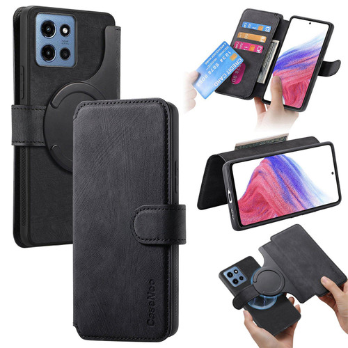 Moto G 2025 CaseNeo MagSafe RFID Anti-theft Retro Leather Phone Case - Black
