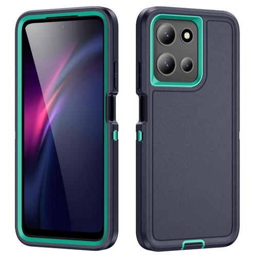 Moto G 2025 Life Water Resistant Rugged PC + Silicone Phone Case - Dark Blue + Light Blue