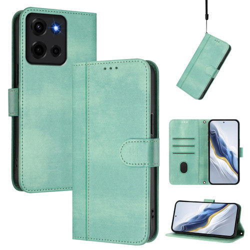 Moto G 2025 Line Splicing Buckle Retro Leather Phone Case - Mint