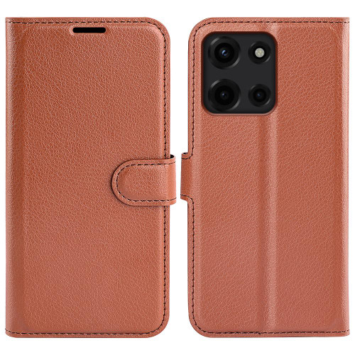 Moto G 2025 Litchi Texture Horizontal Flip Leather Phone Case with Holder - Brown