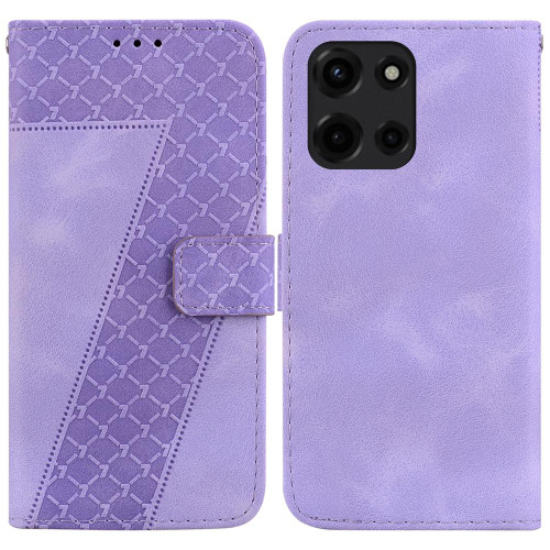 Moto G 2025 Seven-shaped Embossed Leather Phone Case - Purple