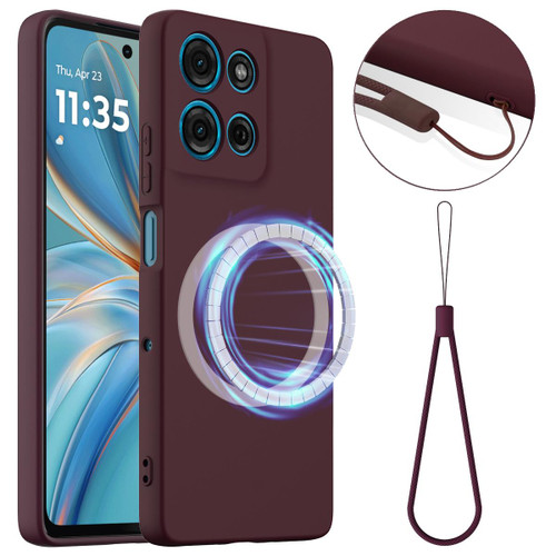 Moto G 2025 Shockproof Silicone Magsafe Phone Case - Plum Color