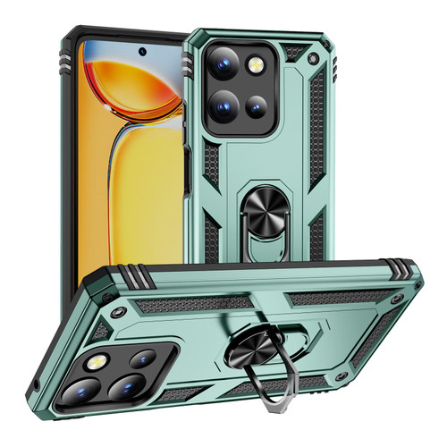 Moto G 2025 Shockproof TPU + PC Phone Case with Holder - Dark Green