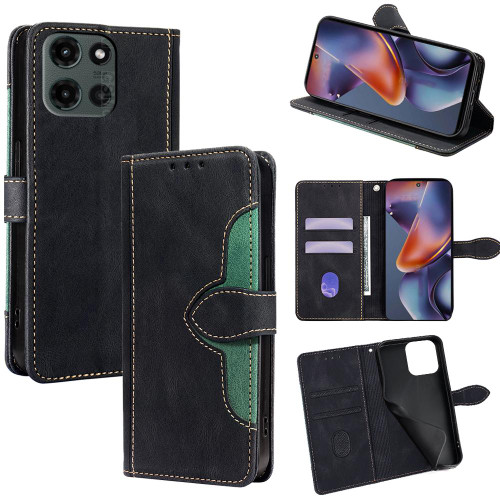 Moto G 2025 Skin Feel Magnetic Buckle Leather Phone Case - Black