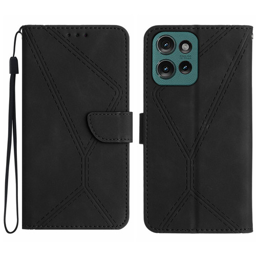 Moto G 2025 Stitching Embossed Leather Phone Case - Black