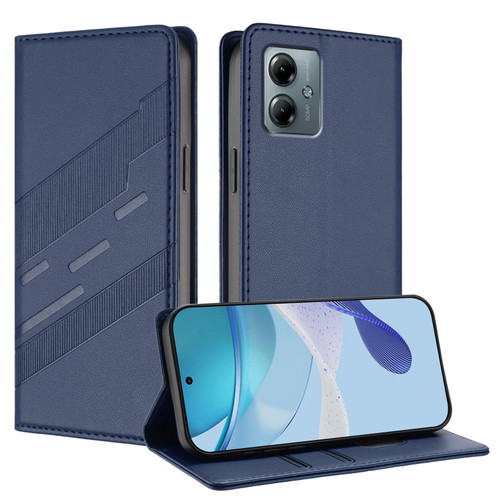 Moto G Power 2025 Embossed Multi-functional Wallet Retro Leather Phone Case - Dark Blue