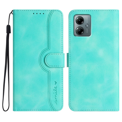 Moto G Power 2025 Heart Pattern Skin Feel Leather Phone Case - Light Blue