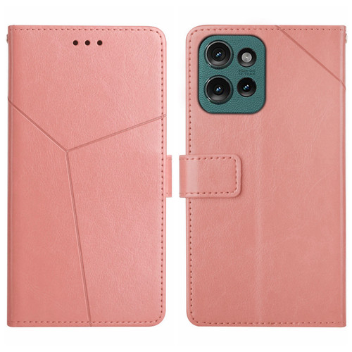 Moto G Power 2025 HT01 Y-shaped Pattern Flip Leather Phone Case - Pink