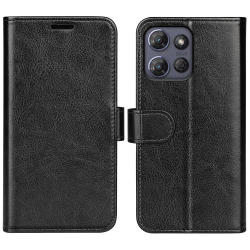 Moto G Power 2025 R64 Texture Horizontal Flip Leather Phone Case - Black